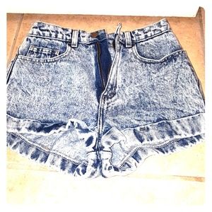 American apparel high waist acid wash denim shorts